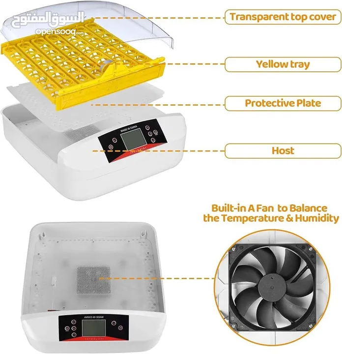 Automatic 56 Eggs Incubator with Built-in Egg Turner and Smart Temperature بيض حاضنة أوتوماتيكية