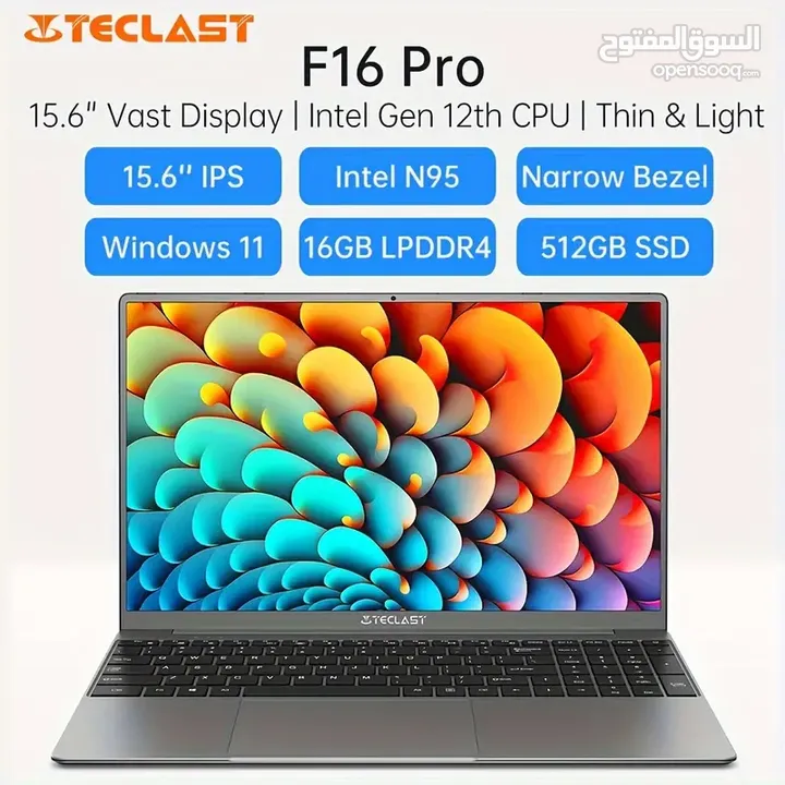 لابتوب teclast f16 pro جيجا رام 16 ومساحة 512 جيجا SSD (جديد)
