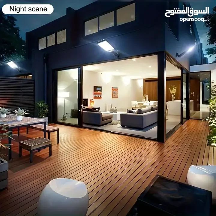 مصباح شارع شمسي خارجي بقوة 2200 واط مع جهاز تحكم عن بعد، يحتوي على مصابيح حائطية LED بمستشعر حركة،