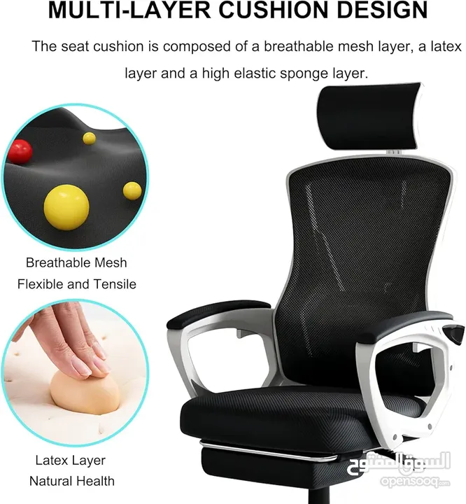 كرسي مكتب طبي متحرك كرسي شبك ريكلاينر كرسي مدير شبك متحرك مع مسند قدمين مستورد office chair