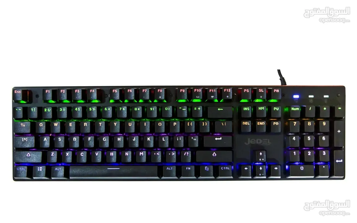 كيبورد جيمنج سلكي ميكانيكي ملون JEDEL KL-73 USB RGB MECHANICAL GAMING KEYBOARD BLUE SWITCH