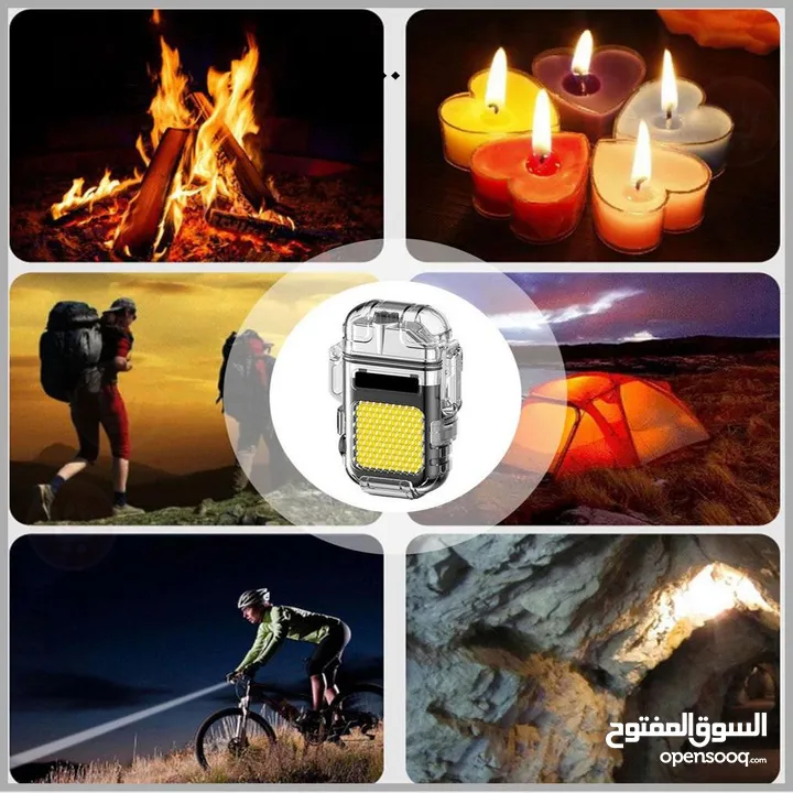 ولاعة بدون غاز قداحة مع كشاف ضوء تعمل بالشحن ضد الماء و الرياح ولاعه بلازما قداحه شحن كهرباء Usb