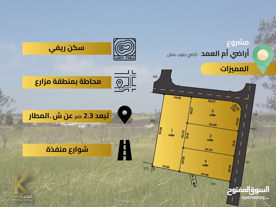 مشروع أراضي – سكنية – للبيع في جنوب عمان  - ام العمد