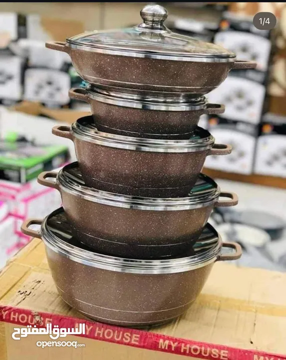 طقم طناجر جرانيت سكب  ثقيل وأفضل نوعية في السوق  5قطع ومكفولة 5 سنوات  خلي راحتك علينا