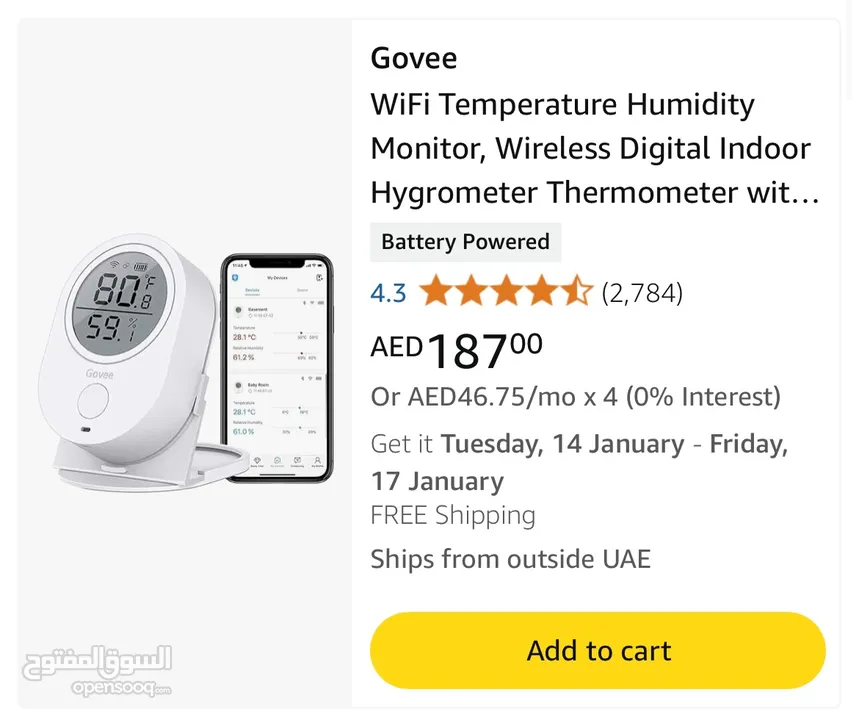 Govee WiFi Temperature Humidity Monitor, Wireless Digital Indoor Hygrometer Thermometer+app alert