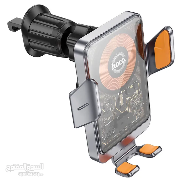 Hoco HW7 Car Holder with Wireless Charger شاحن لاسلكي للهاتف من شركة هوكو  شحن سريع 15 واط 15w charg