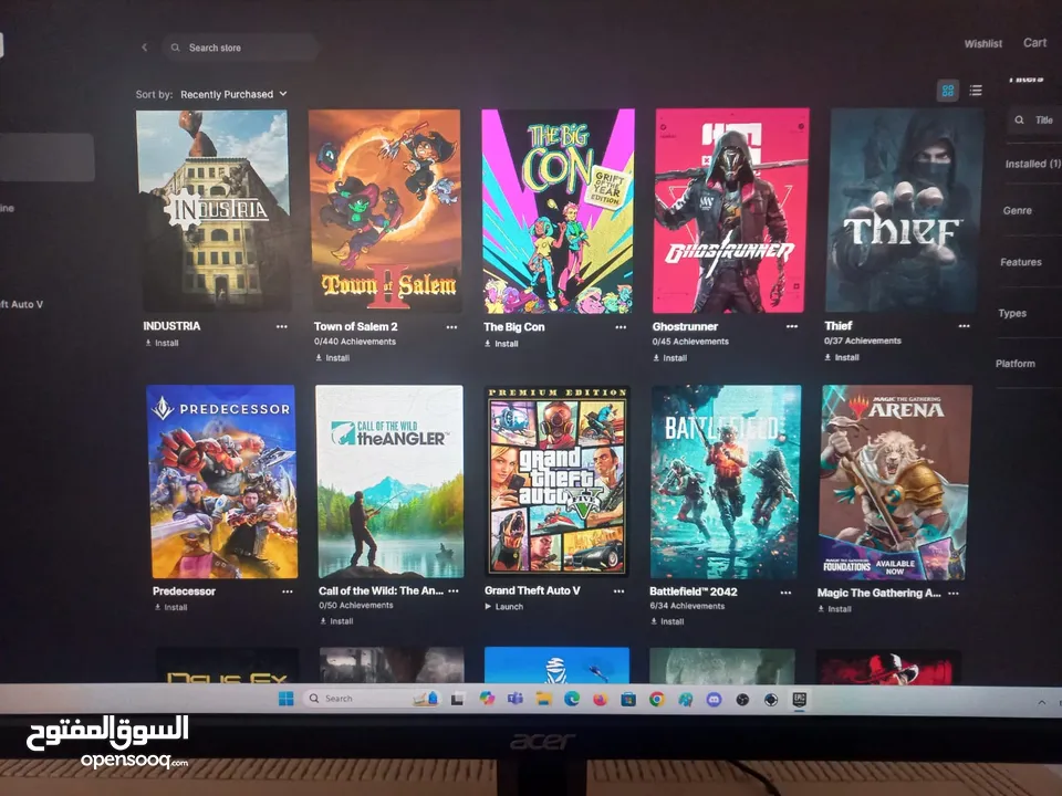 جهاز كمبيوتر للبيع كامل مع حساب epic وSteam