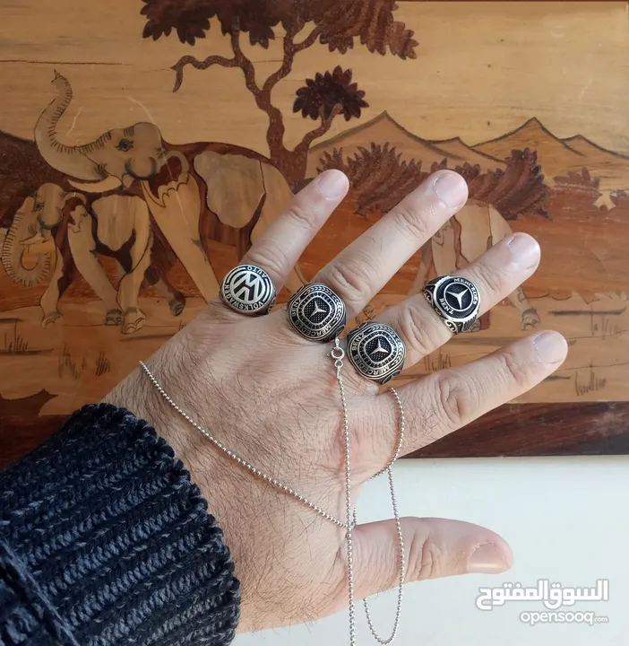 خواتم فضه ستاتي مطعمه بالاحجار