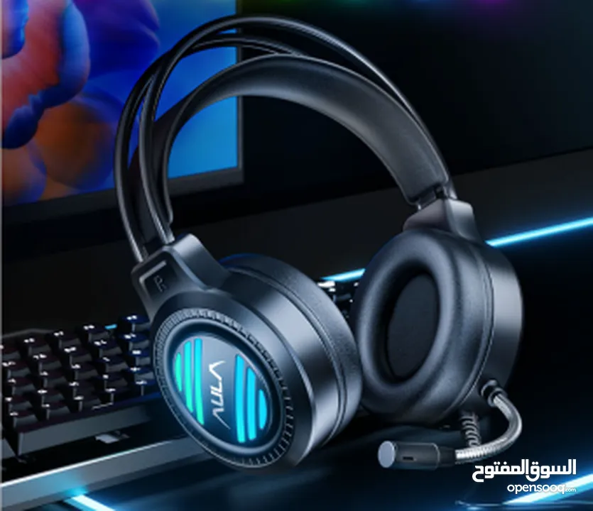 سماعات جيمنغ محيطية مضيئة أفضل الانواع  Aula Headset S606  Gaming RGB Lights OG