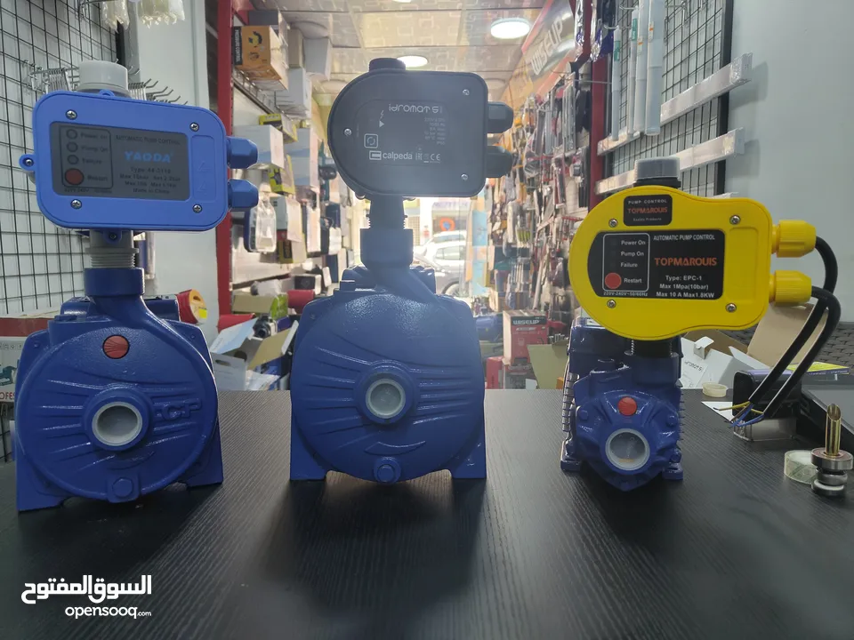 مضخات مياه جديد ومستعمل بحالة الوكالة على الفحص ومكفول متوفر جميع الانواع رفع، تقوية، غاطسة، جيزر
