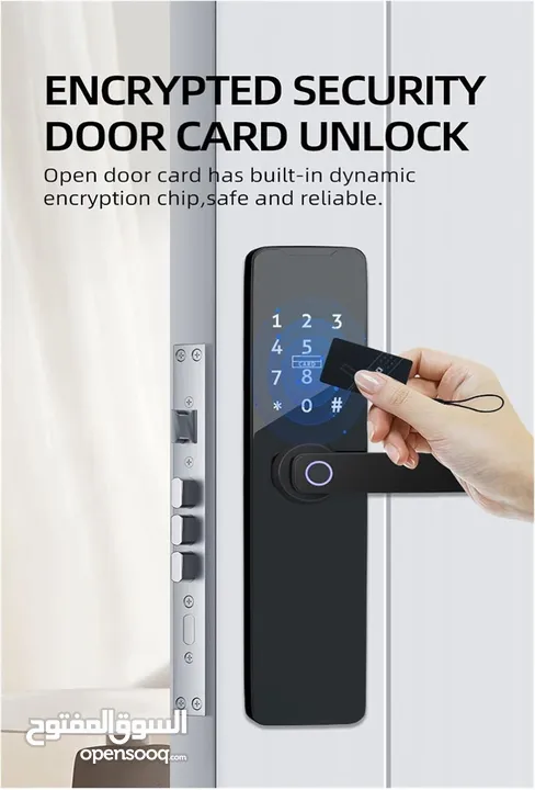 قفل باب الكتروني ذكي مع بصمة دخول Intelligent Lock WiFi Biometric Fingerprint Smart Door