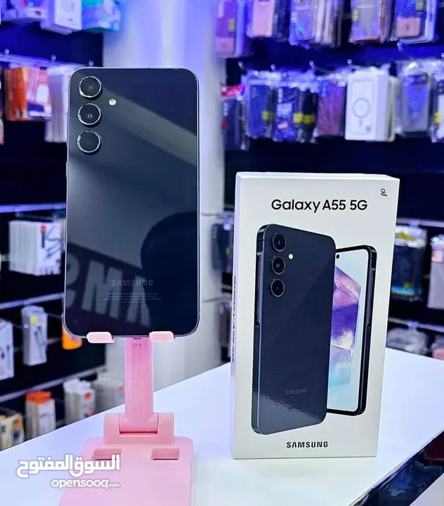 مشغل ايام Samsung A55 5G رام 16 جيجا 256 أغراضة والكرتونه الأصلية متوفر توصيل