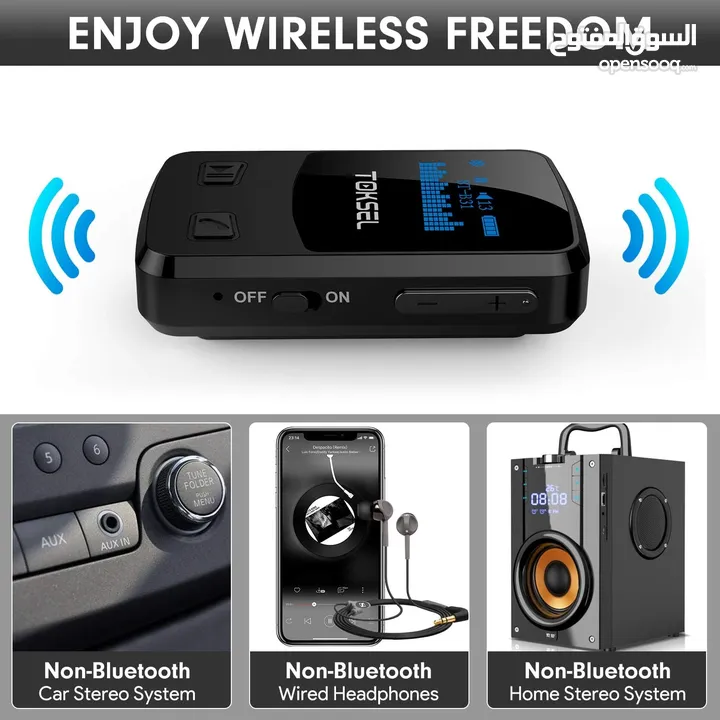 Visible Bluetooth Music Receiver, Bluetooth 5.0 Aux Adapter with OLED Display Screen