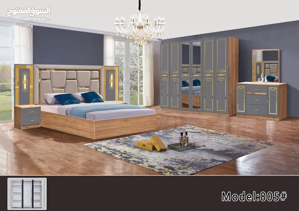 BEDROOM SET 7 PICES WITH MATTRESSSS WITH FITTING/غرف نوم مع دوشج ۷ قطع مع ترکيب