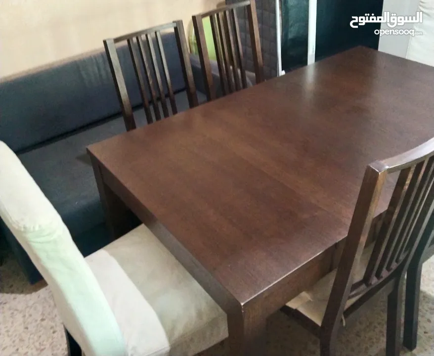 ikea extendable dining table 6 chairs  طاوله سفره ايكيا قابله للتمدد  6 كراسي