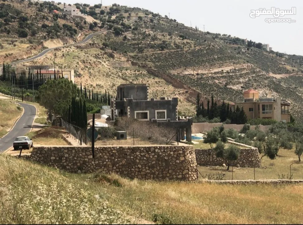 مزرعه للبيع في السلط مساحة الأرض 4218م مساحة البناء 450م