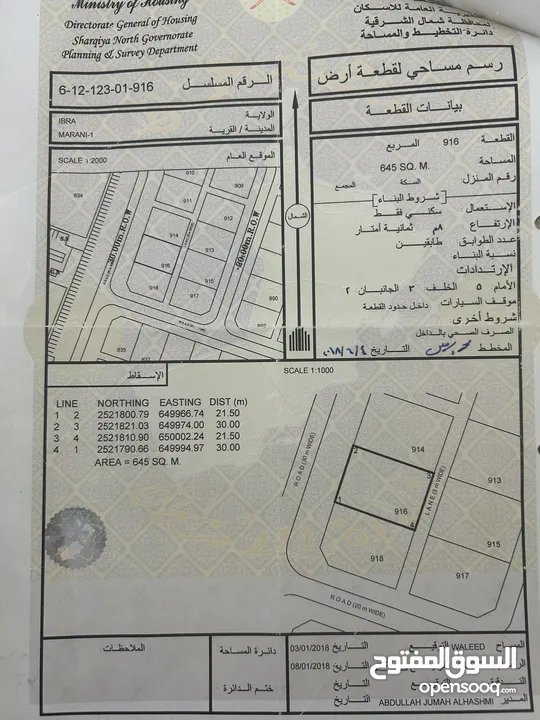 ارض سكنيه للبيع في المراني قريبه من مركز الصحي مطلوب5500