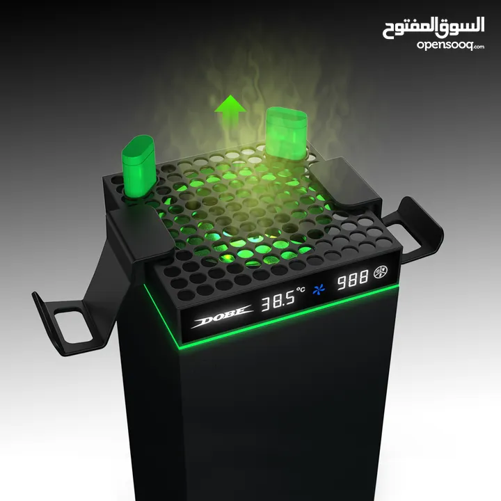 مروحة تبريد متوافقة مع Xbox Series X/S مع شاشة LED، نظام مروحة تبريد سريع قابل للتعديل، مروحة علوية