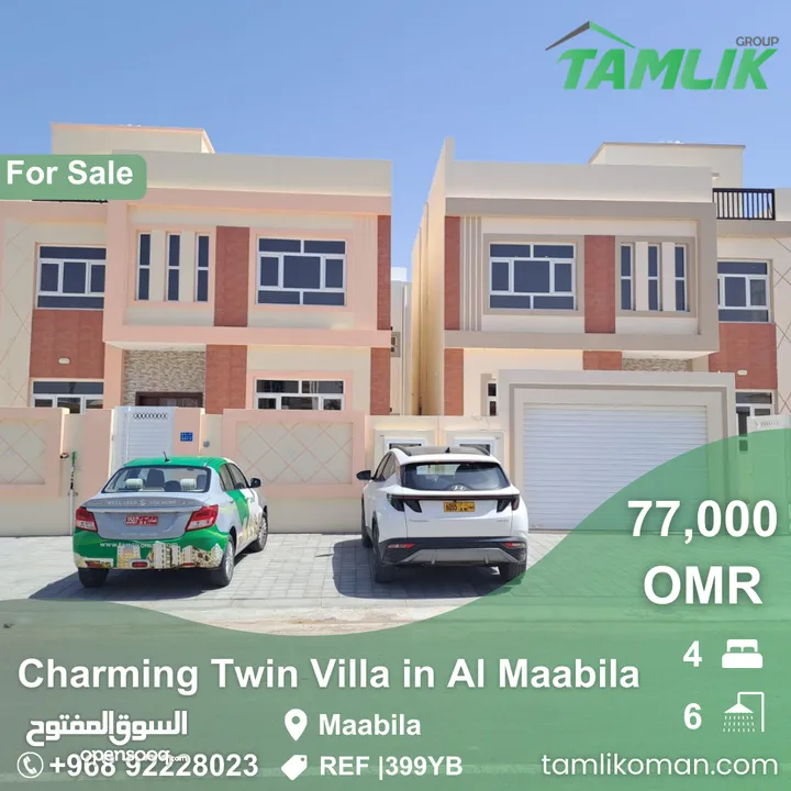 Charming Twin Villa for Sale in Al Maabila  REF 399YB