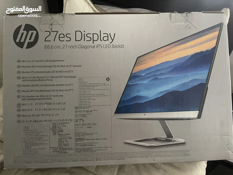 شاشة  “HP pavilion 27 مع البوكس