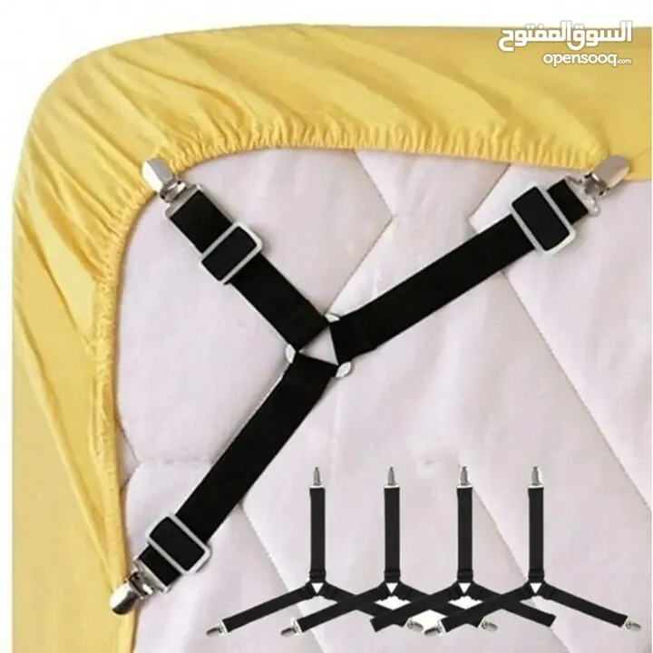 مشدات   رباعيه مطاط شد شرشف كڤر السرير  و رتابته و بقاءه مشدود على فرشه السرير دوما