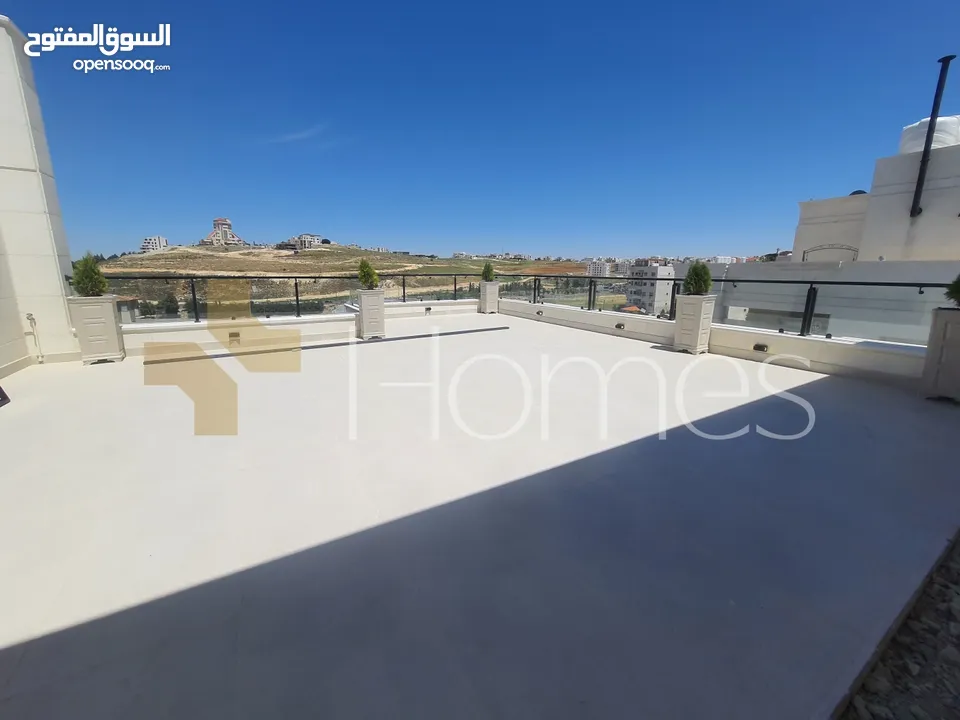 شقة اخير مع روف دوبلكس للبيع في قرية النخيل بمساحة اجمالية 260م