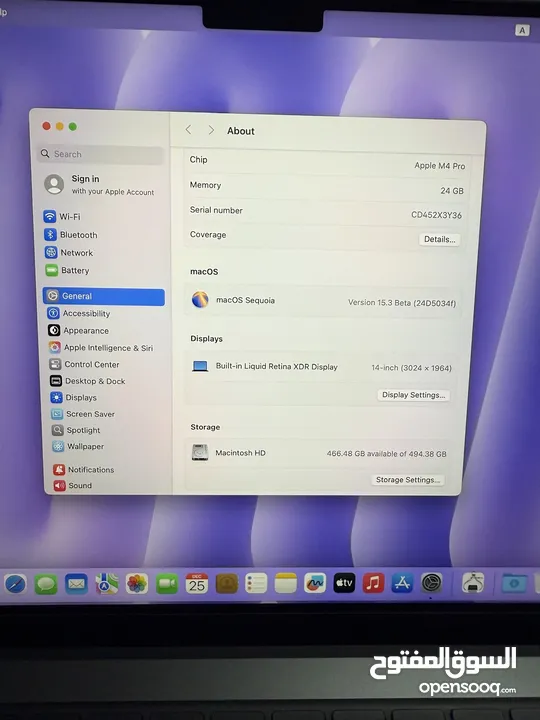 MacBook Pro M4 512GB 24GB RAM (Arabic and English keyboard) 2024 Dec.