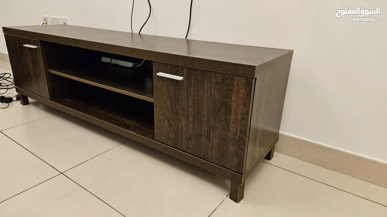 tv table with 2 cabinets brown wood