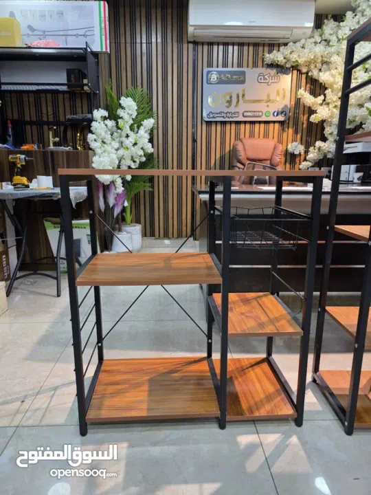 ستاند  خشب وحديد – مع خزانة هيكل حديد قوي وثابت