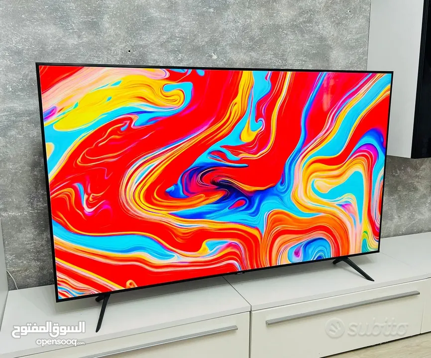 للبيع شاشه سامسونج حجم (65)كريستال احدث موديل (AU8000) فل سمارت احدث موديل رسيفر داخلي 4K طبعا الشاش
