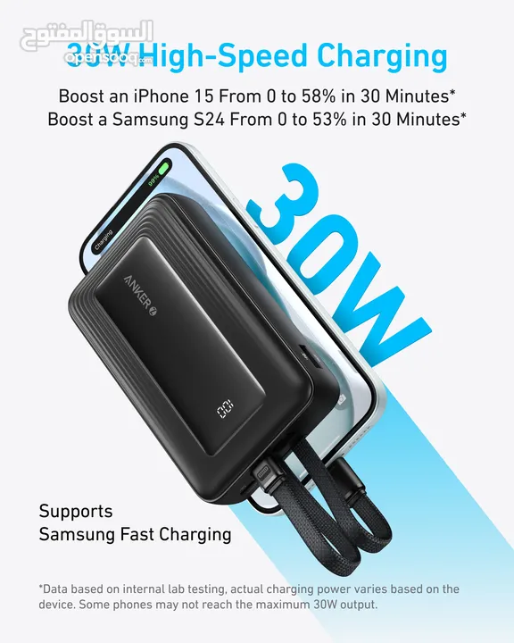 Anker Power Bank (10K,30W, Built-In USBC+Lightning Cable) -NEW -MEAGByte