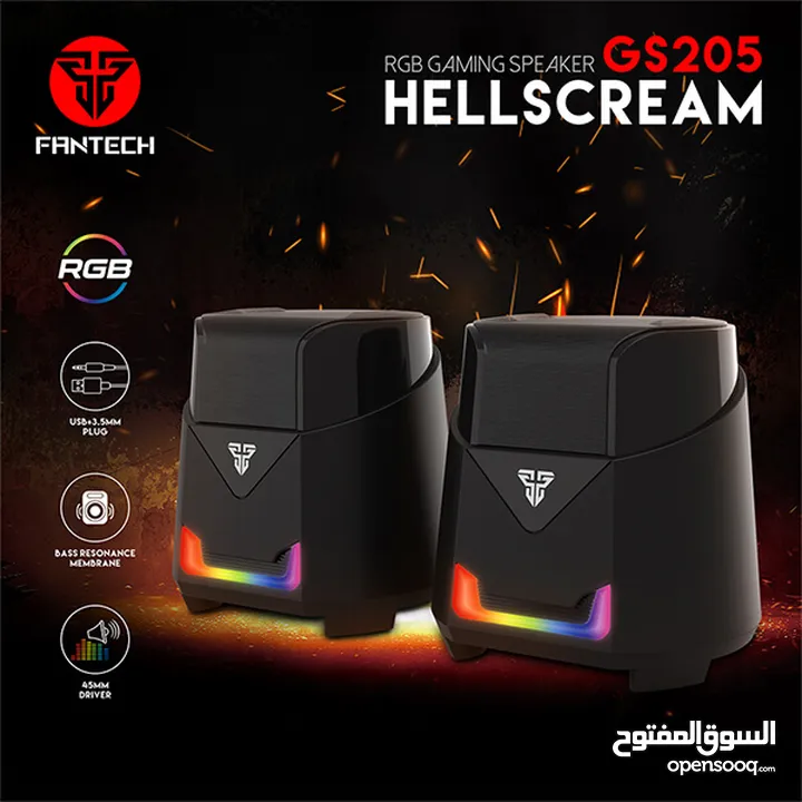 FANTECH HELLSCREAM GS205 MOBILE GAMING & RGB MUSIC SPEAKER  سماعات كمبيوتر جيمنق ار جي بي فانتيك