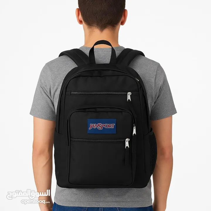 حقيبة ظهر JanSport Big Student باللون الأسود - تصميم واسع ومنظم.   JanSport Big Student Backpack