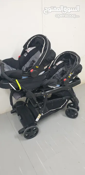 Twins stroller & 2 car seats