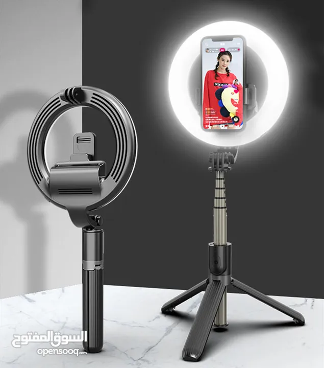 Level 3 selfie stick l07 ring light حامل للهاتف مع إضاءة  رينج لايت بالوان متعددة واحجام متعددة 