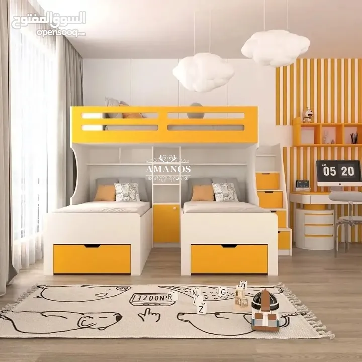 تخت طابقين بثلاث اسره