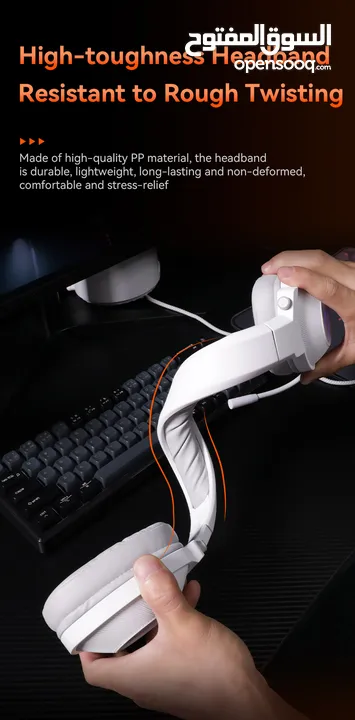 Meetion HP012 RGB 7.1 Virtual Surround Sound Gaming Headset USB -White سماعات لون ابيض