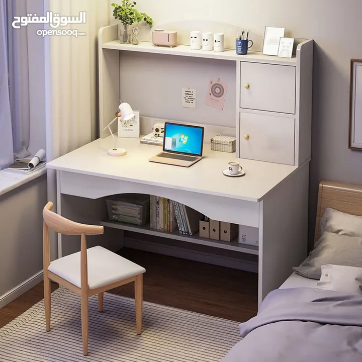 مكتب دراسي بشكل مودرن مع رفوف متعددة أنيقة احصل على مكتبك المثالي الآن!
