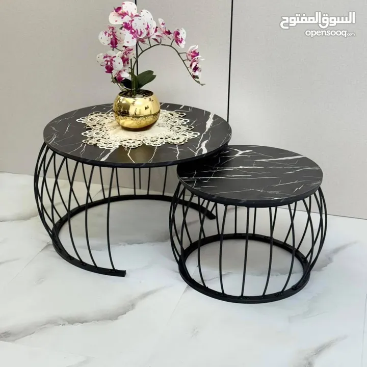 بكج طاولتين دائري ابيض وذهبي بكج طاولتين دائري ابيض واسود بكج طاولتين دائري اسود واسود .