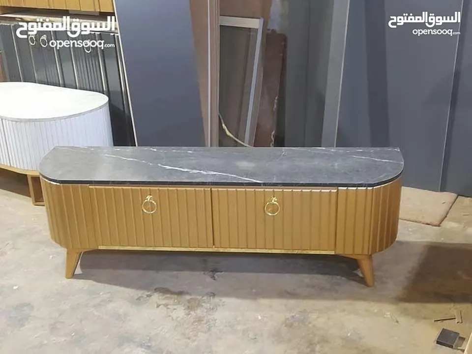 اطقم طربيزات طاولات شاشه مكون من ثلاث قطع خشب ودهان الون حسب الطلب