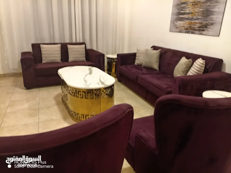 طقم كنب مستورد نخب أول 7 مقاعد (ثلاثي + ثنائي + 2 مفرد) خشب سويد فل + إسفنج دانلوب طبي