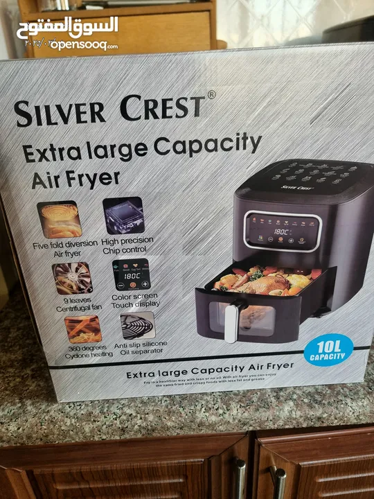 مقلاة هوائية silver crest غنية عن التعريف 10 لتر ،قلاية هوائية شاشة ملونة......