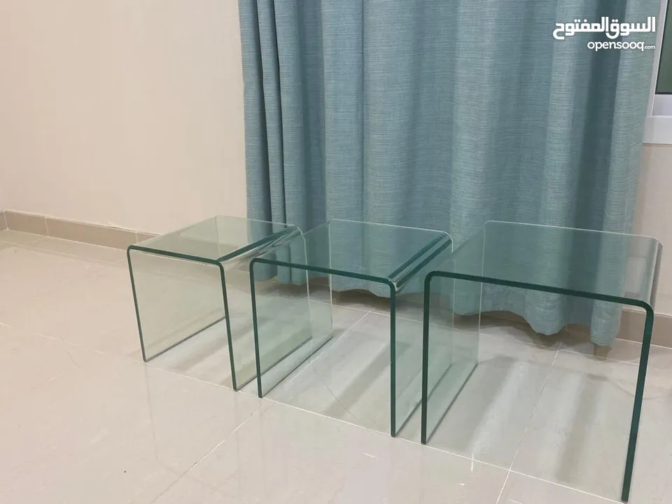 Nest of crystal glass coffee table 3pcs