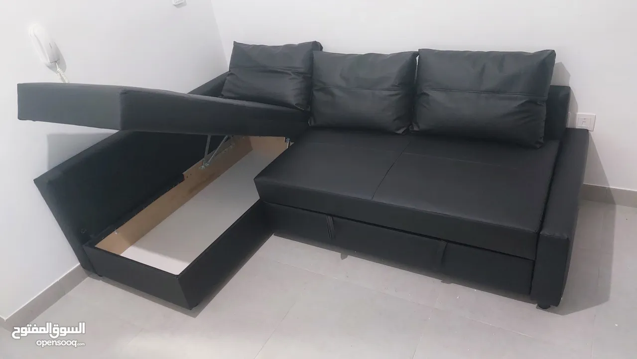 Ikea L Shape Sofa Bed With Storage Black Leather