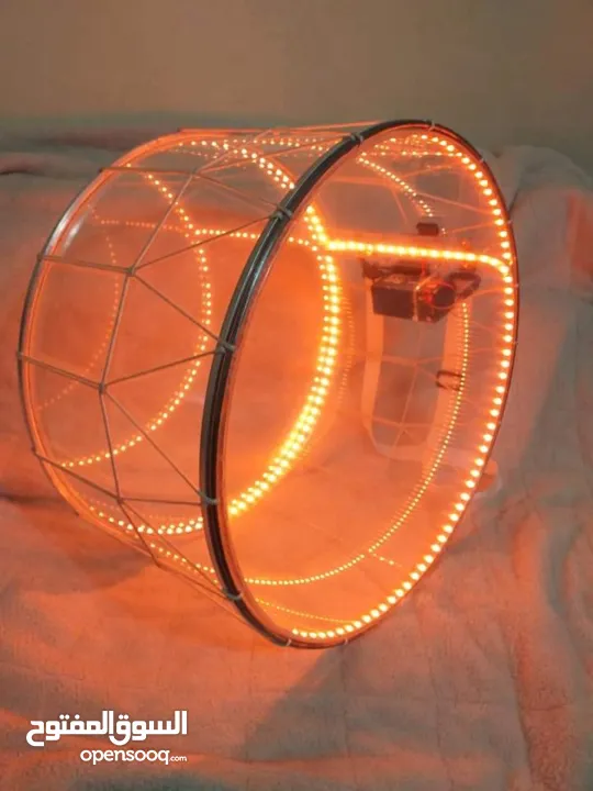 طبول للدبكات شفاف مع اضاءة متغيرة عدة الوان