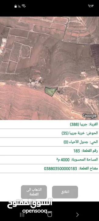 مزرعه للبيع في جريبا بالقرب من اسكان الارقم مساحه 4 دنم جميع الخدمات اطلاله بانوراما بسعر مغري جدآ