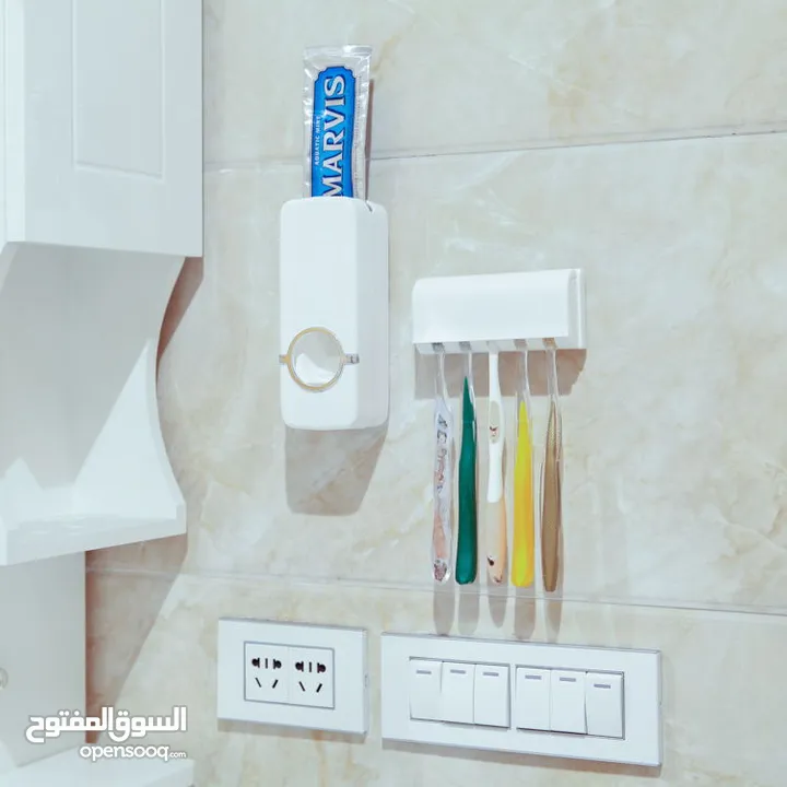 مكبس معجون الاسنان + حماله فراشي اسنان حمالة