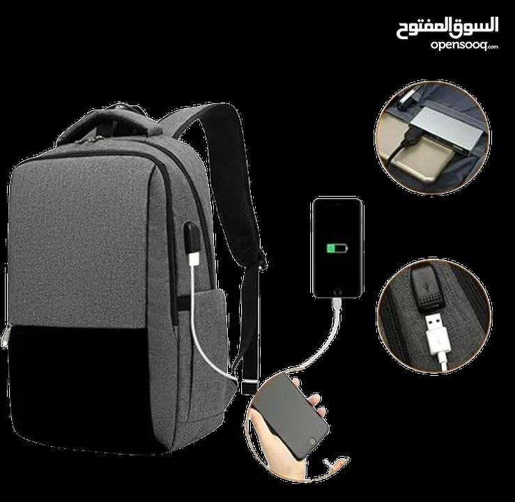 حقيبة ظهر مع USB متعددة الجيوب ذات سعة كبيرة انش S-63-15.6- LARGE CAPACITY OUTDOOR LAPTOP BACKPACK