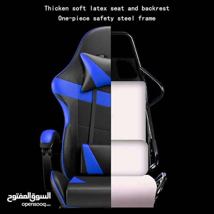 فينيسين كرسي العاب مريح بظهر مرتفع، كمبيوتر قابل للامالة وارتفاع للتعديل، للدوران 360 درجة مع دعم ..