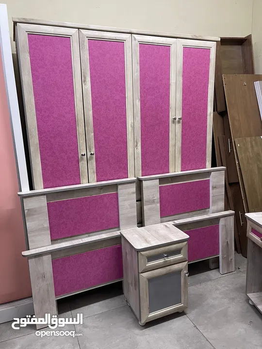 غرفة نوم بتختين مفرد وكومدينة ومكتبة وخزانة سعر حرق